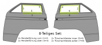 Türfensterdichtungssatz 8 teilig rechts+links für VW Bus T3
